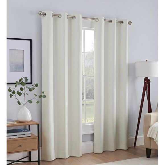 Kylie Blackout Grommet 2-Pc. Panel, 95" x 37". Ivory - Picture 2 of 6